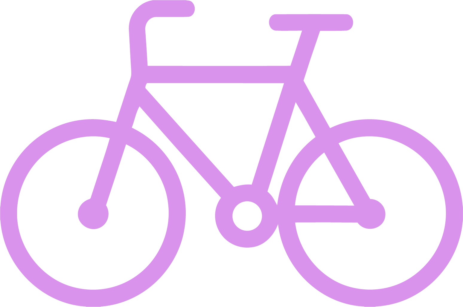 Outline of a purple bicycle.