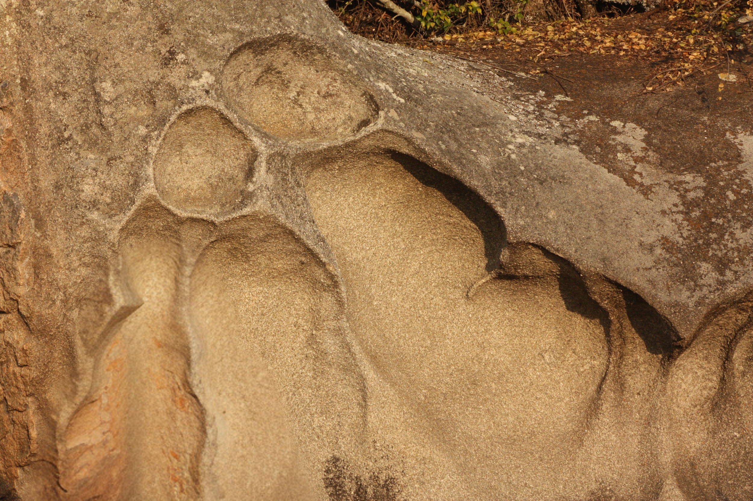 An extraordinary photograph of a giant footprint set into a rock face.