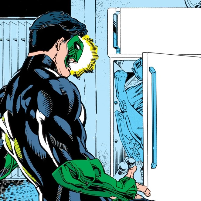 The Panel of Green Lantern Depicting Alexandra In A Refrigerator