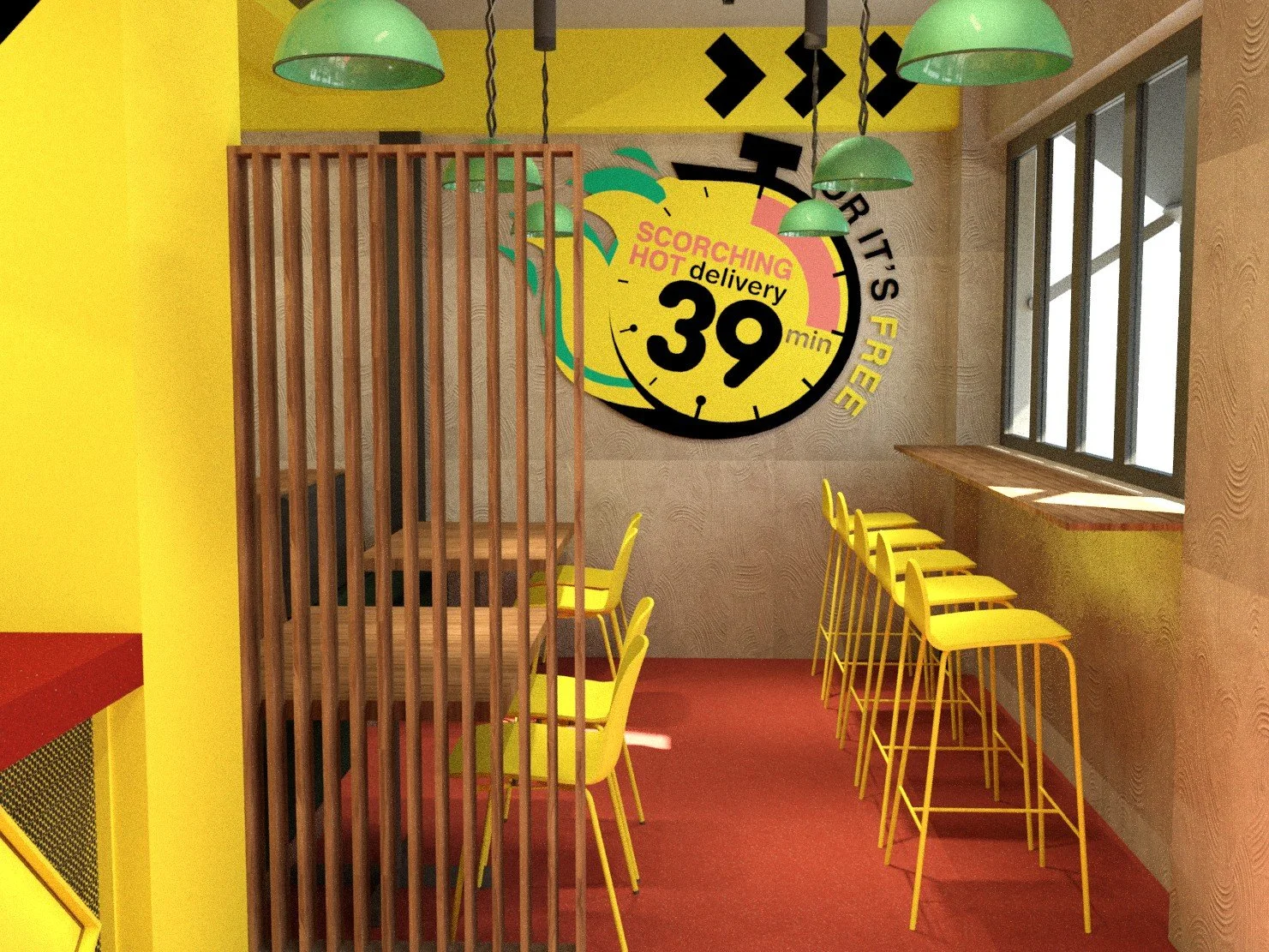 3D view of qsr interior