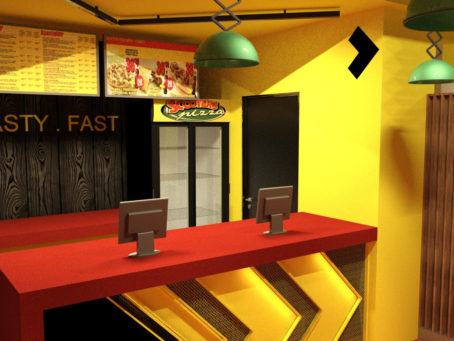 3D view of qsr interior