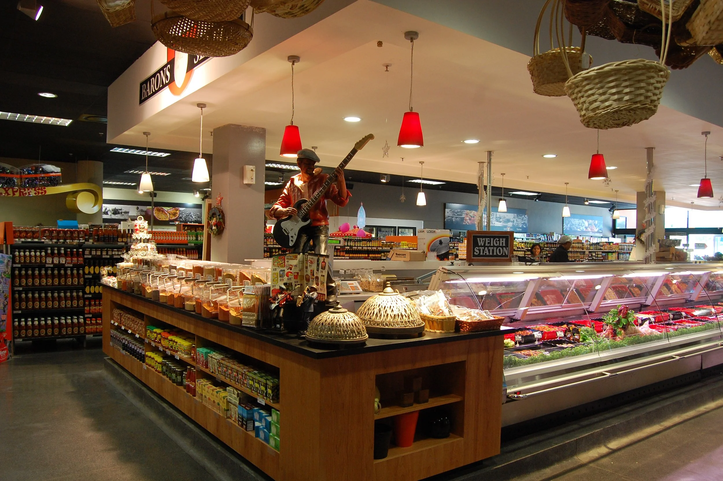 interior supermarket view of deli island display