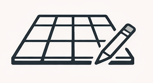 Icon of a grid map and a pencil, representing map editing or planning.