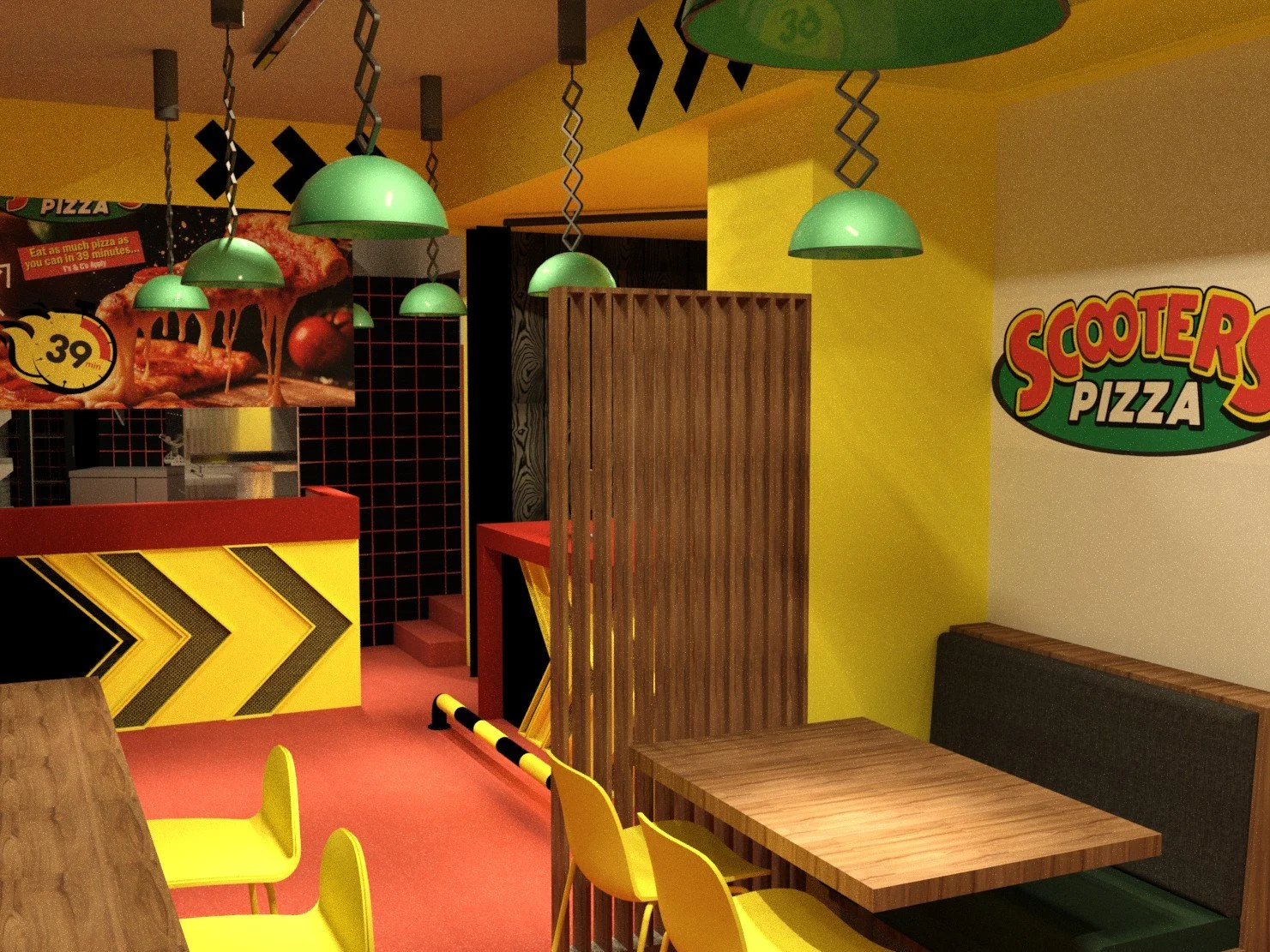 3D view of qsr interior