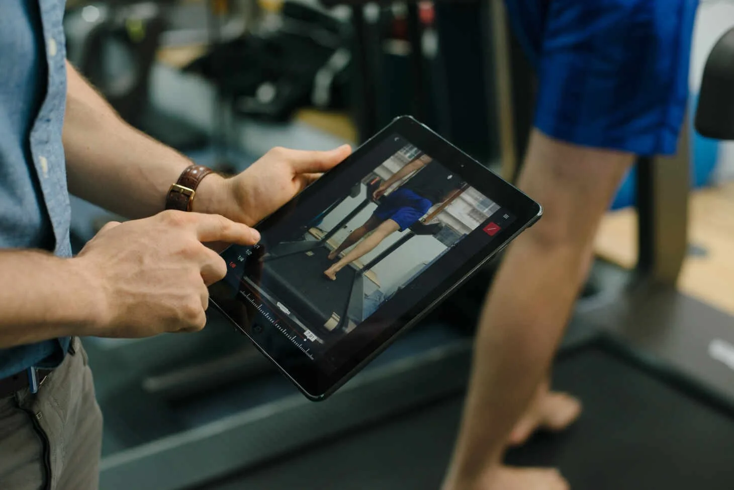 Video-based movement assessment at NRG Sports Therapy, used to diagnose and treat injuries during online physiotherapy consultations.