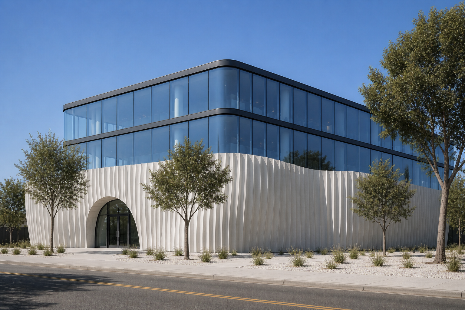 curvara commercial podium grc cladding
