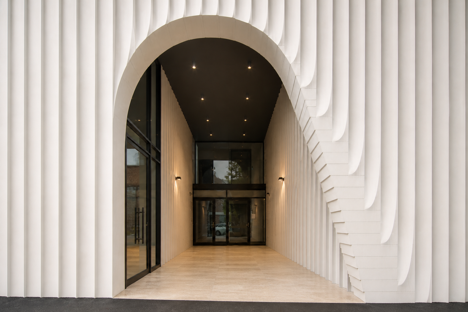 curvara commercial lobby grc cladding