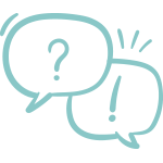 Deux bulles de dialogue avec un point d'interrogation et un point d'exclamation