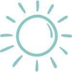 Un soleil stylisé avec des rayons.