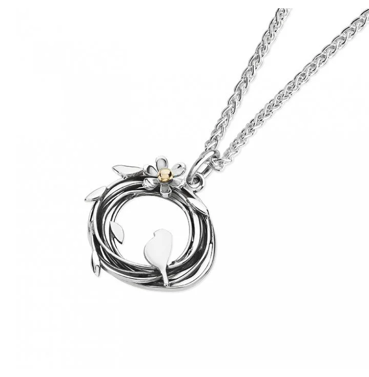 Linda Macdonald Woven Bird & Flower Necklace