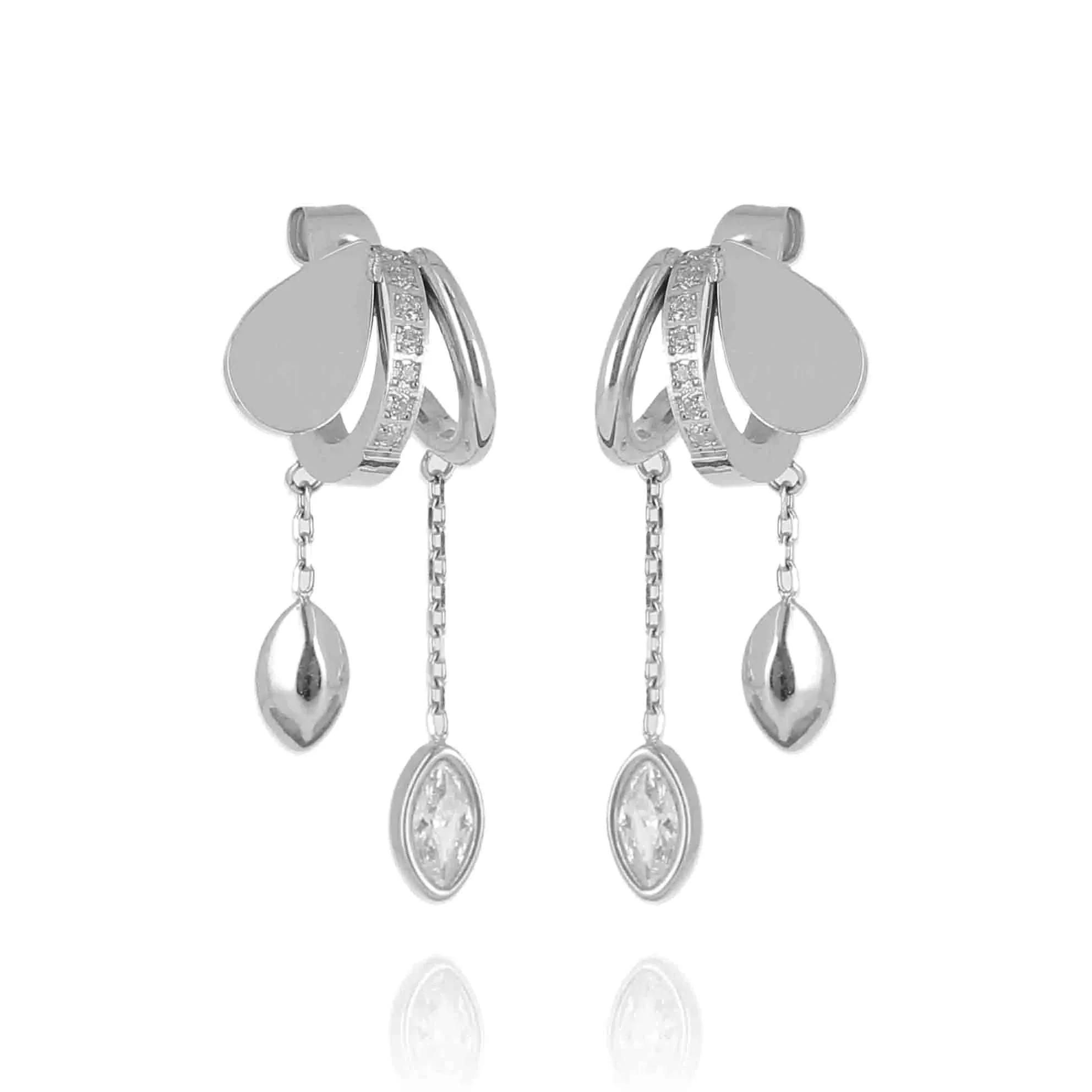 Zag Bijoux Dual Illusion Earrings Steel