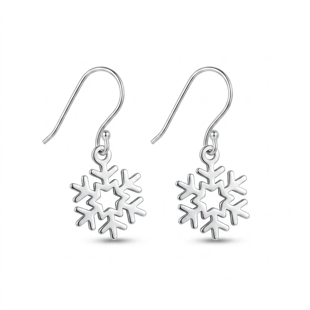Silver Snowflake Hook earrings