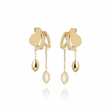 Zag Bijoux Dual Illusion Earrings Gold