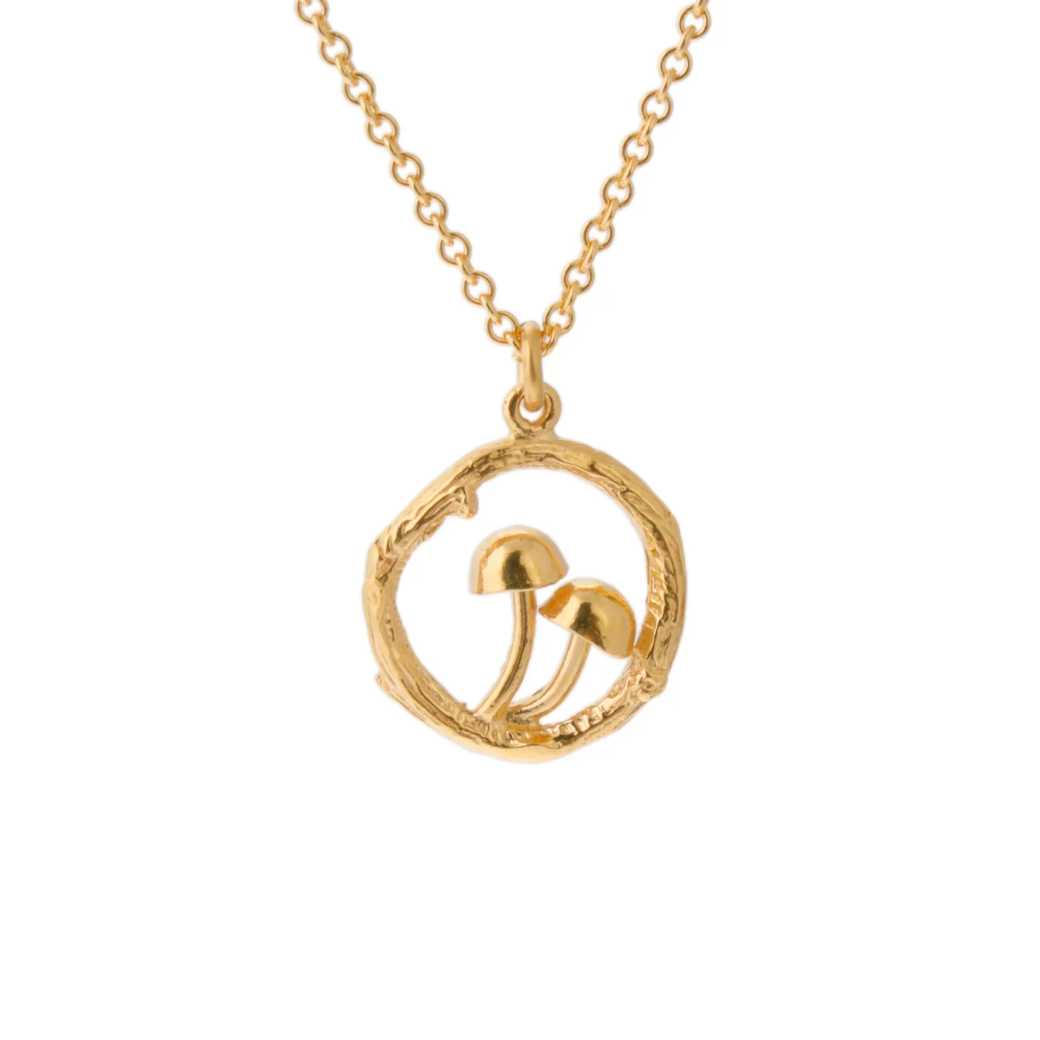 Claire Troughton Twin Tiny Mushroom Necklace Gold