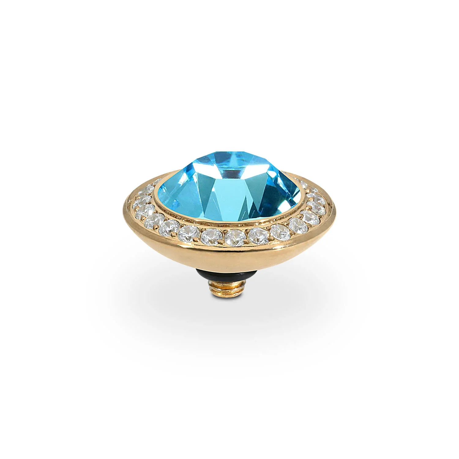 Qudo Ring Top Tondo Deluxe Aquamarine 13mm Gold