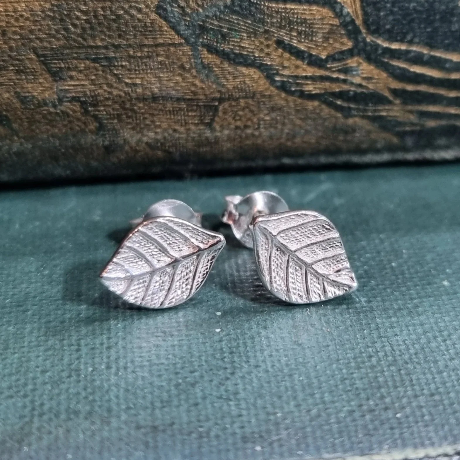 Leaf Stud Earrings Silver