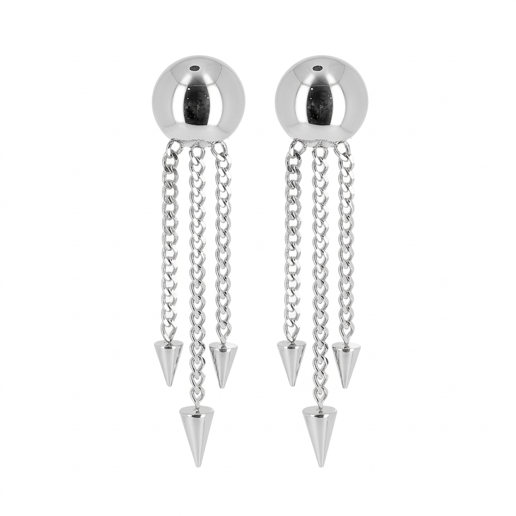Zag Bijoux Long Drop Earrings Steel
