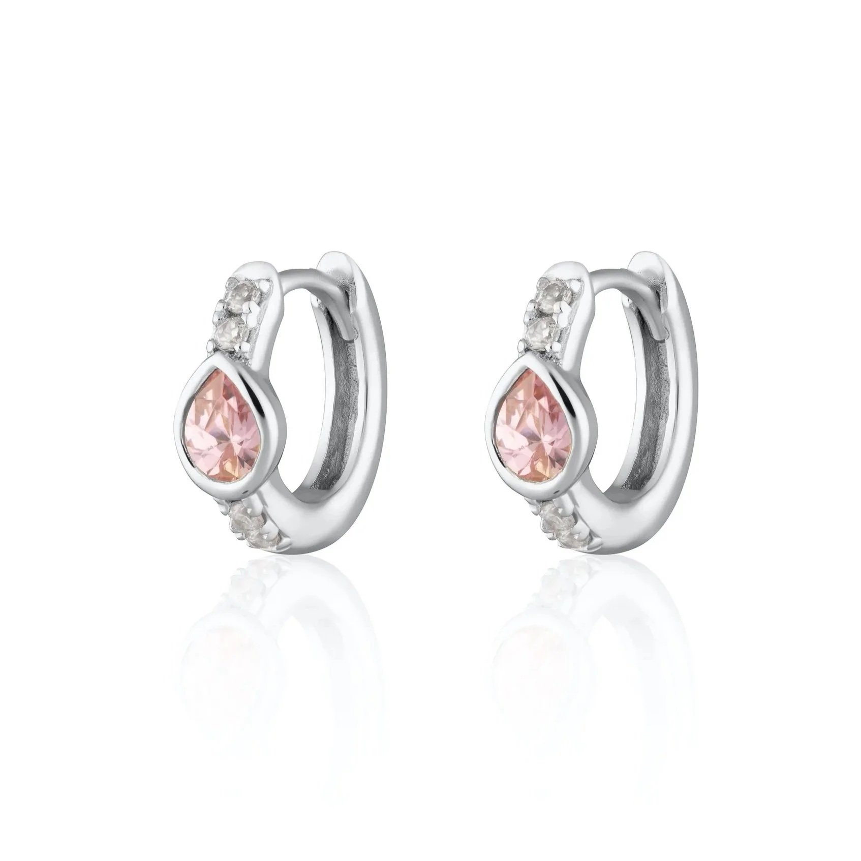 Scream Pretty Pink Teardrop Huggie Earrings Silver