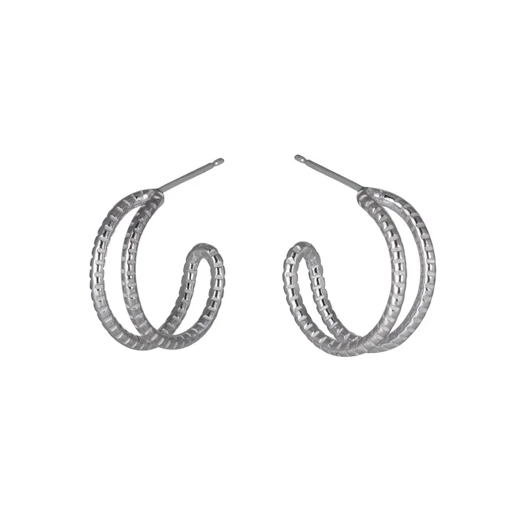 Cara Tonkin Serpentine Medium Textured Parallel Hoop Earrings