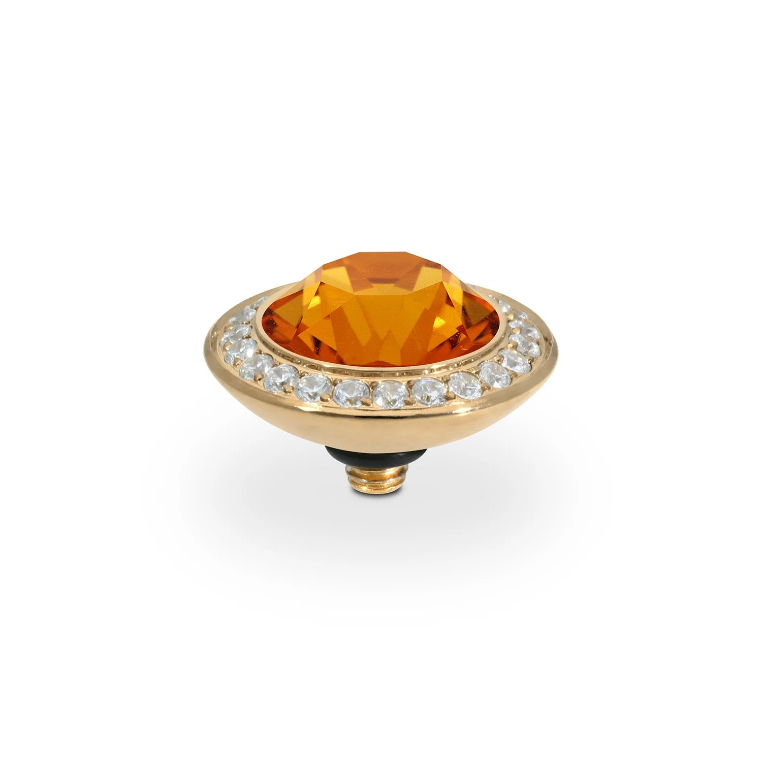 Qudo Ring Top Tondo Deluxe Dark Orange 13mm Gold