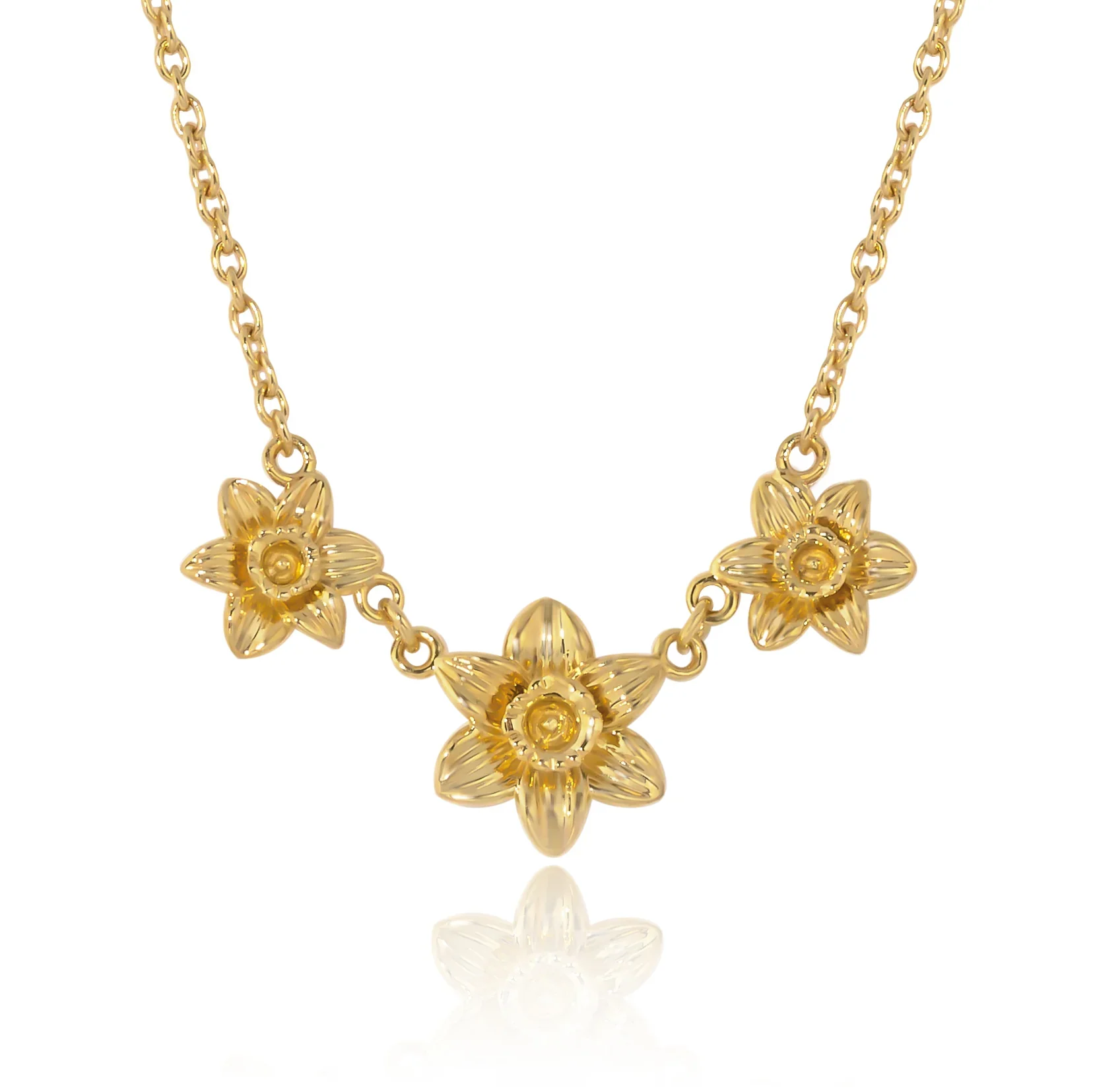 Golden Mini Daffodil Trio Necklace