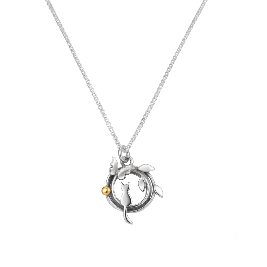 Linda Macdonald Meadow Woven Little Cat Butterfly Flower Necklace