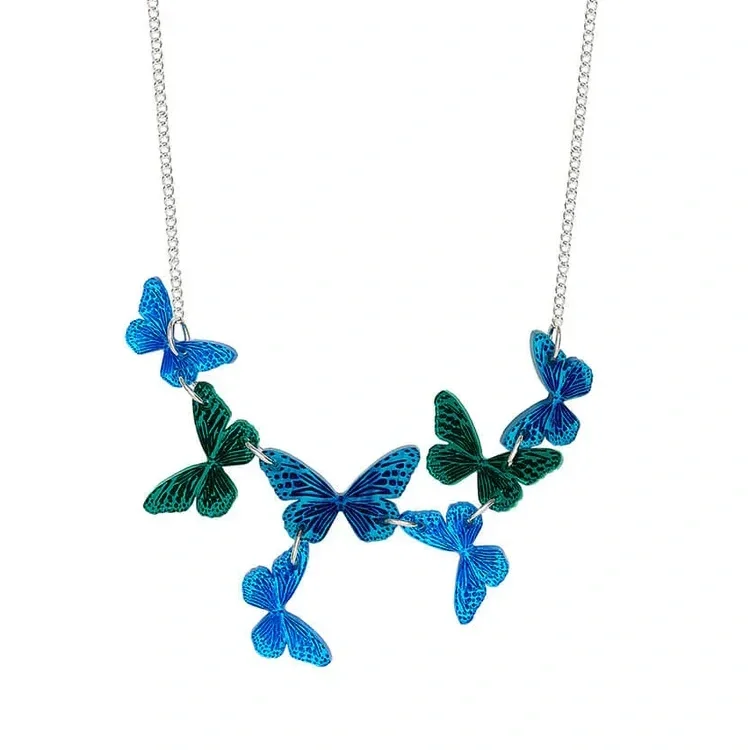 Tatty Devine Blue Butterflies Necklace