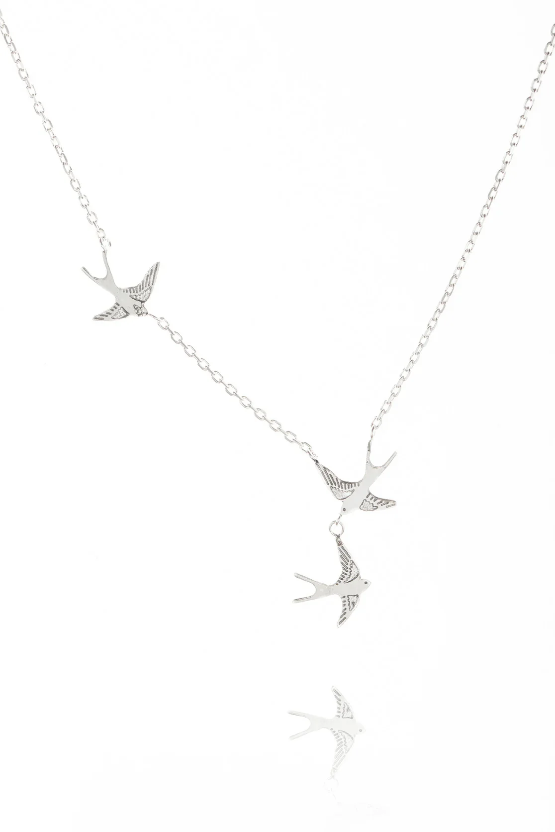 Amanda Coleman Three Swallows Necklace Silver