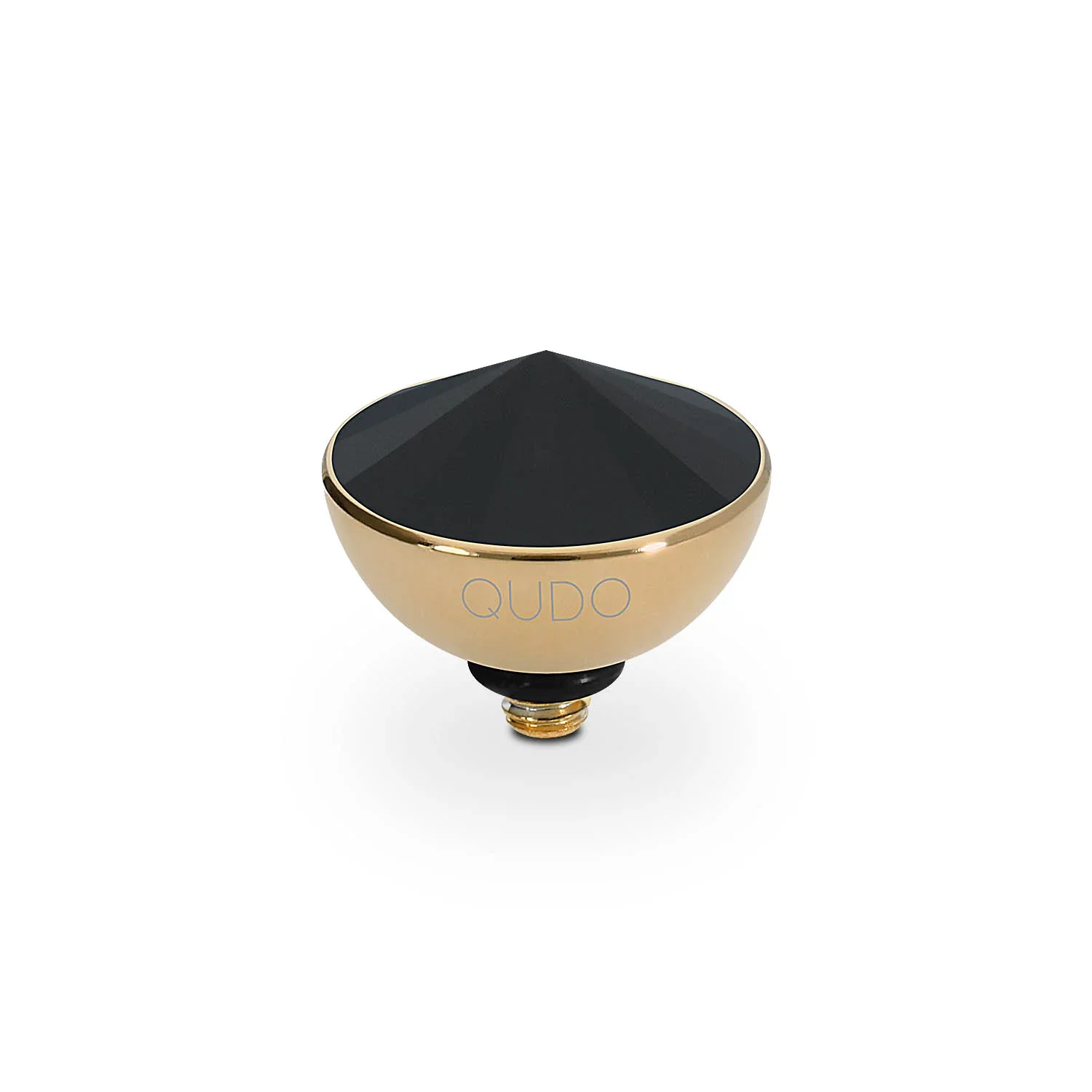 Qudo Ring Top Bottone Jet Black 11.5mm Gold