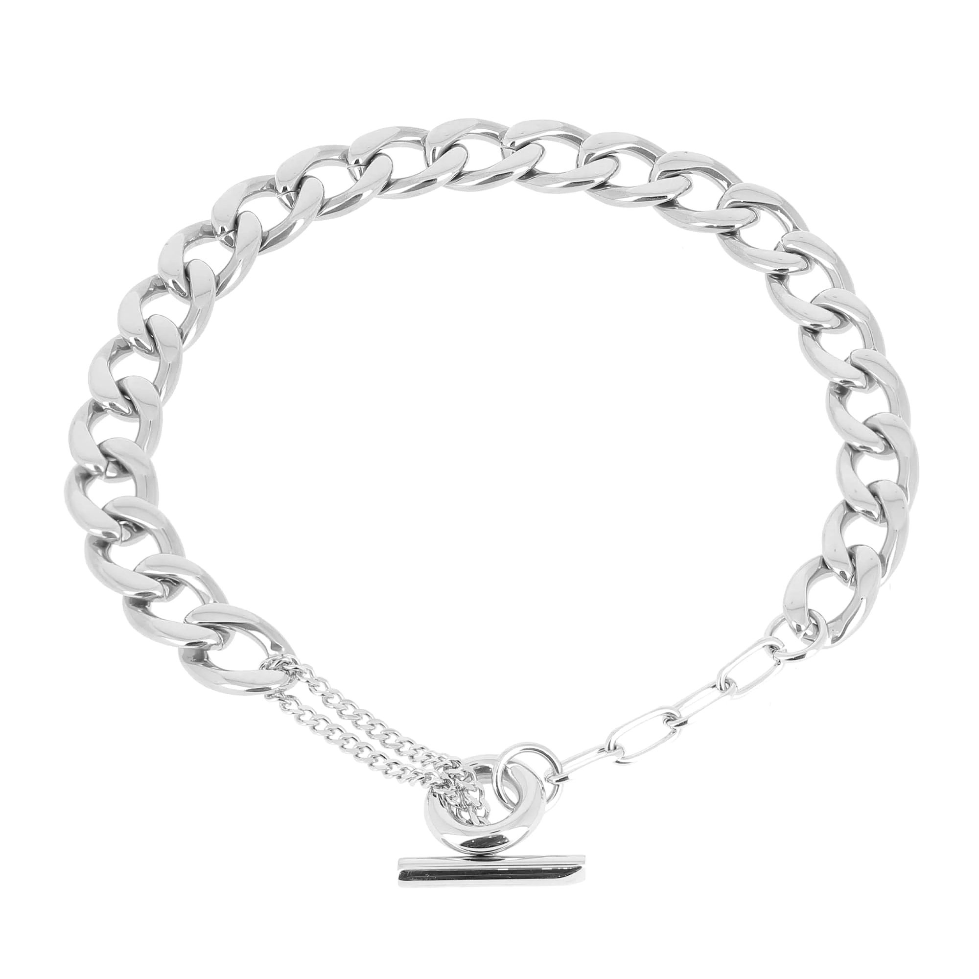 Zag Bijoux T-Bar Chunky Arrakis Chain Necklace Steel