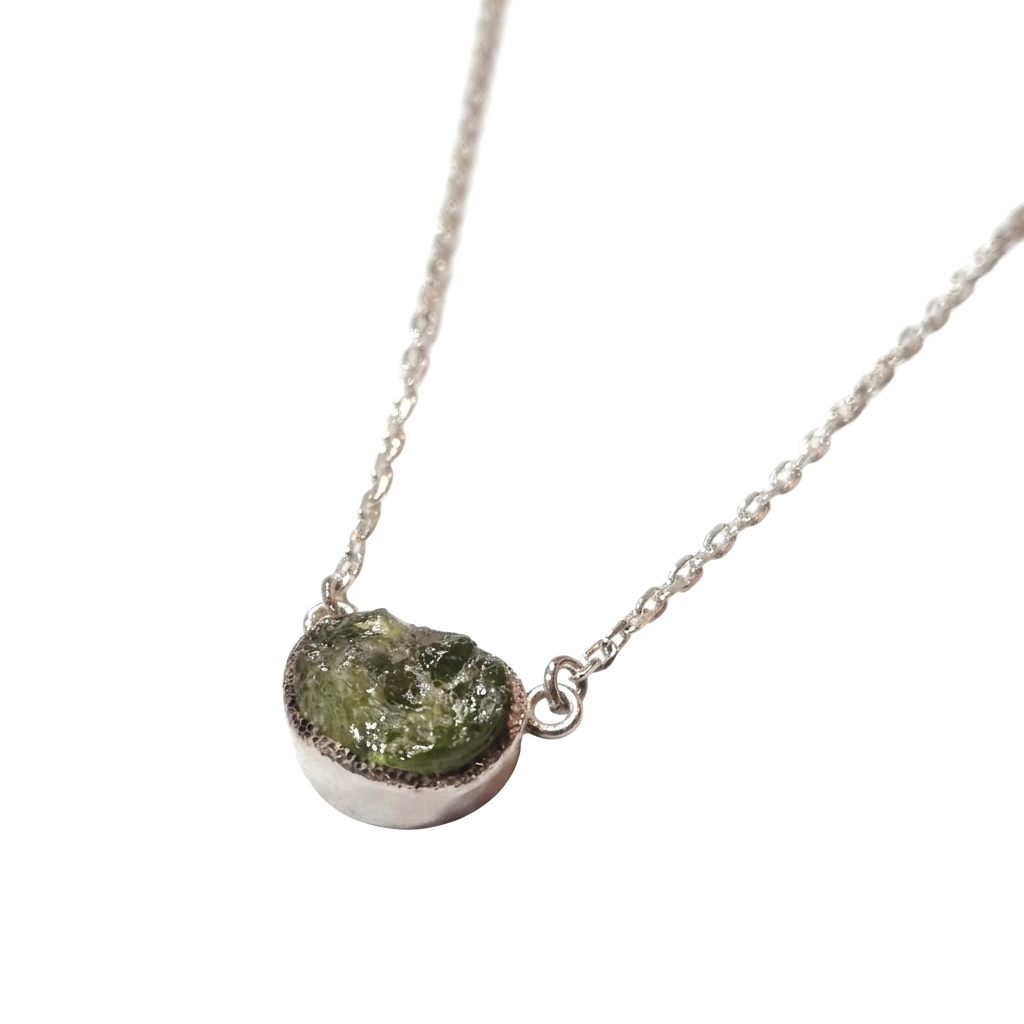 Dark Peridot Necklace Silver