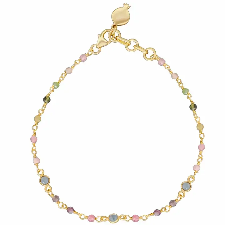 Pomegranate Maya Tourmaline & Apatite Rosary Bracelet