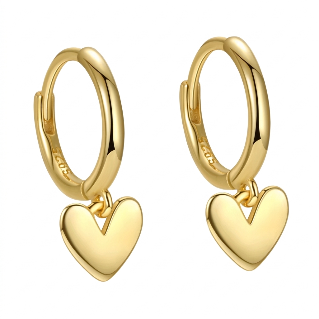 Heart Drop Huggie earrings Gold