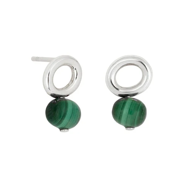 Vurchoo Malachite Silver Halo Earring