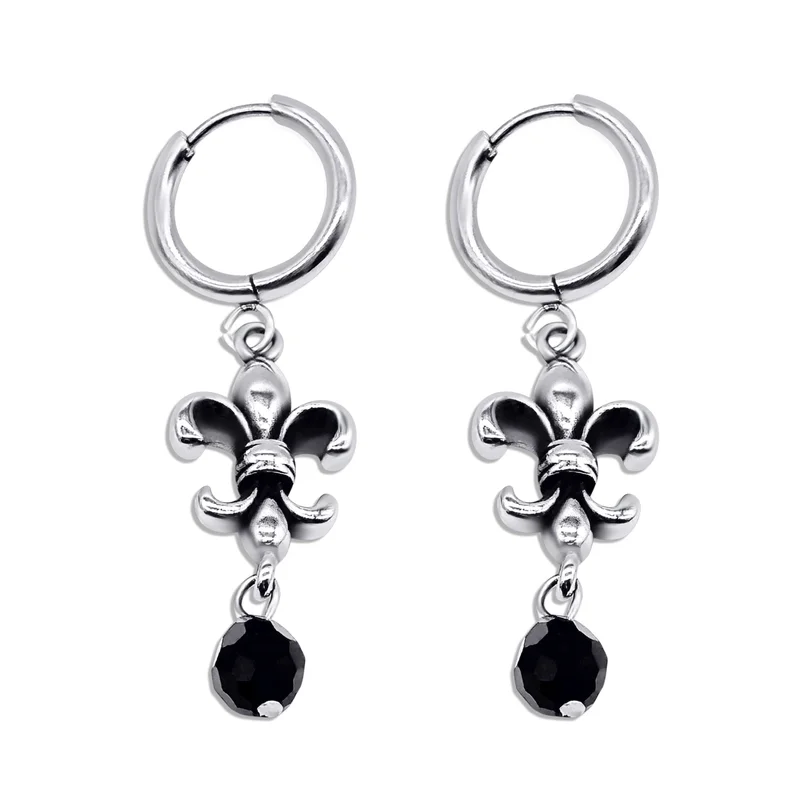 Mysticum Luna Fleur De Lis Hoop Earrings