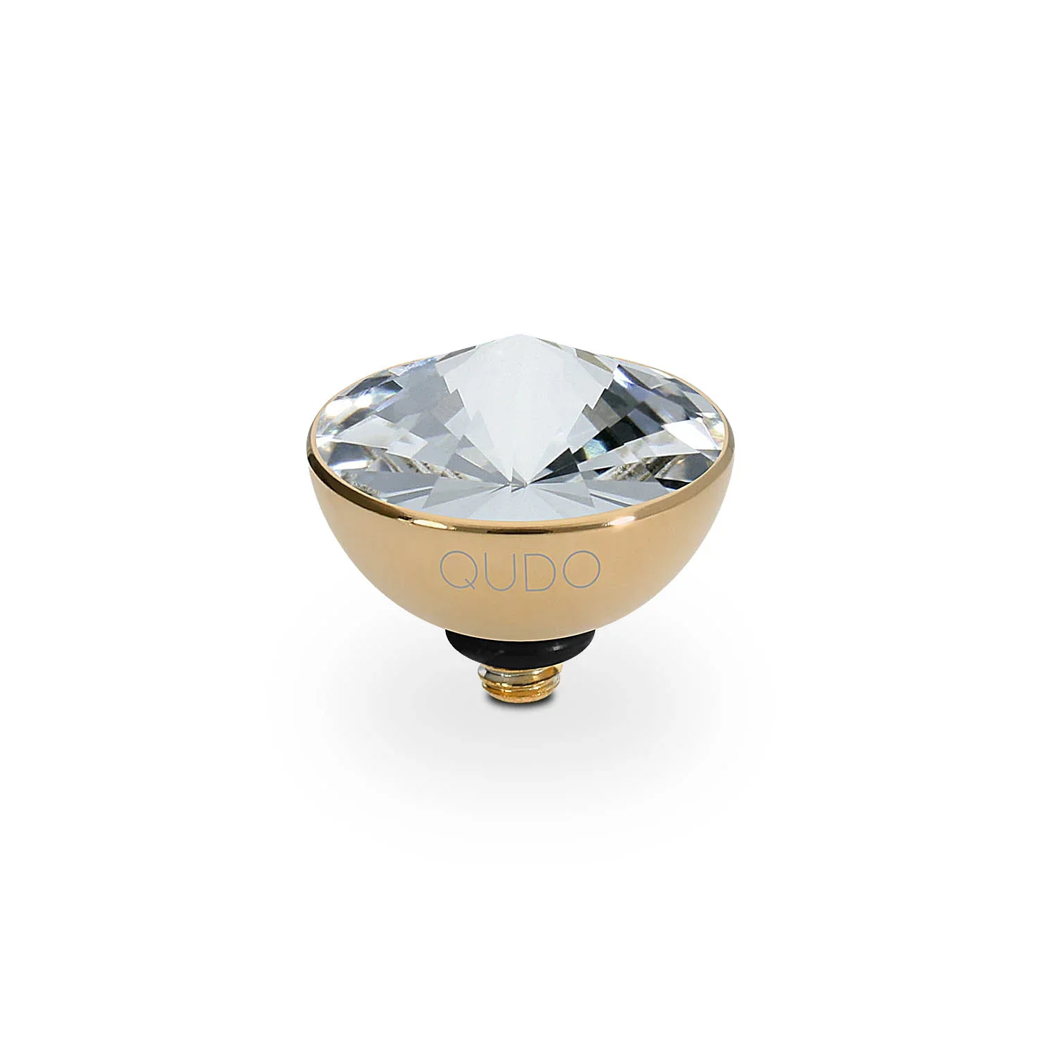 Qudo Ring Top Bottone Crystal Clear 11.5mm Gold