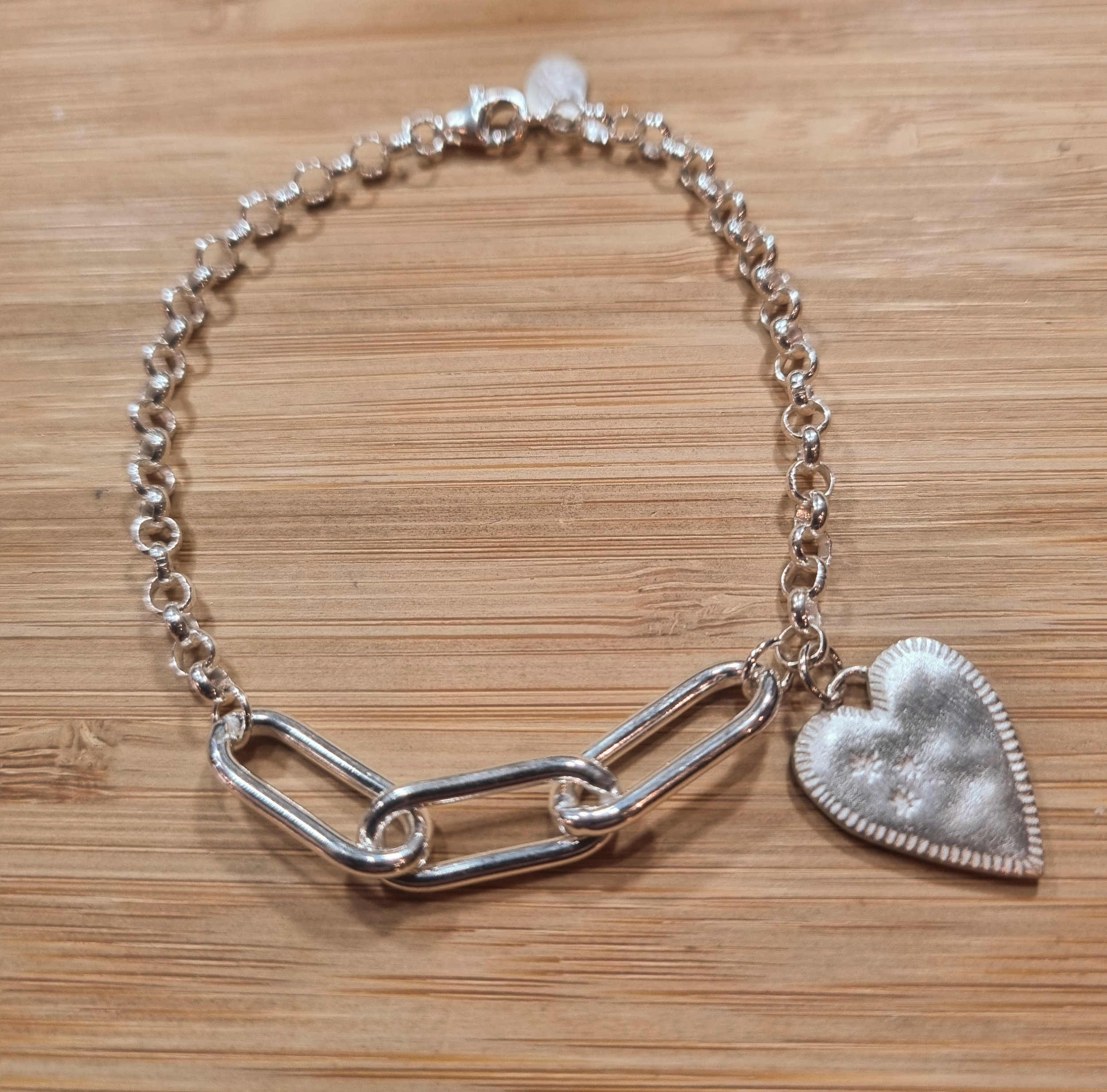 Chambers & Beau Party At The Front Bracelet Silver Mini Grateful Heart