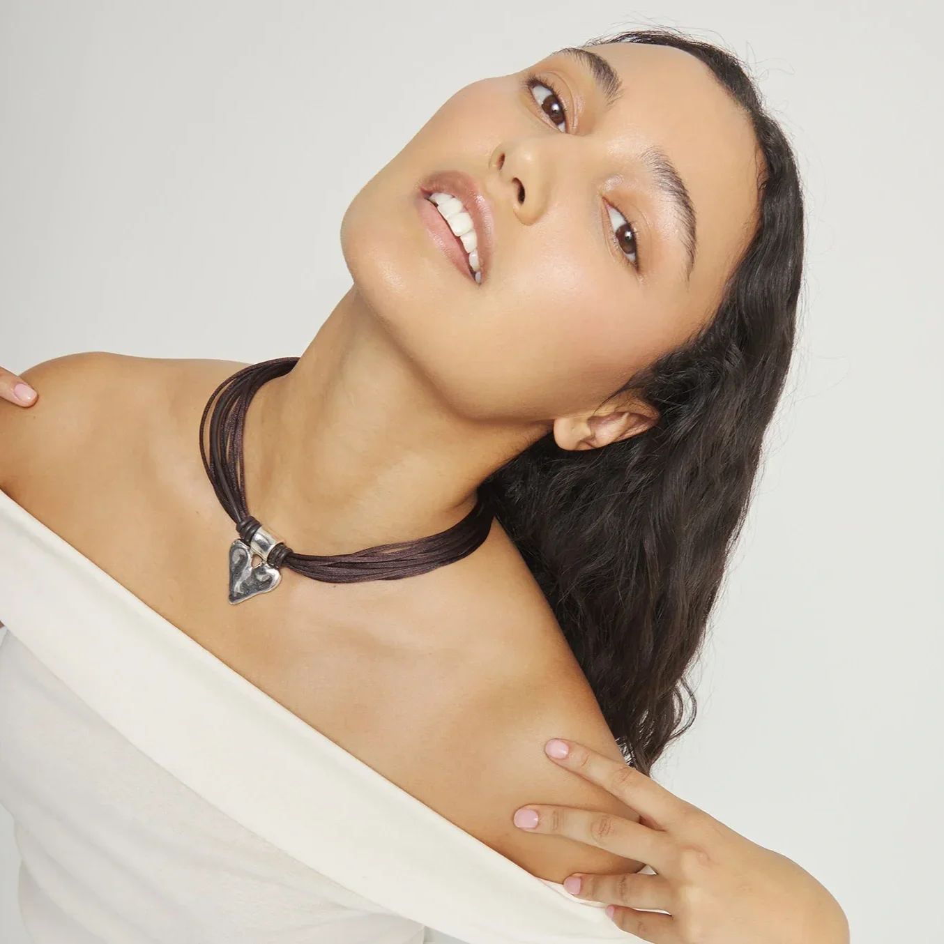 UNOde50 Brown Leather Heart Necklace