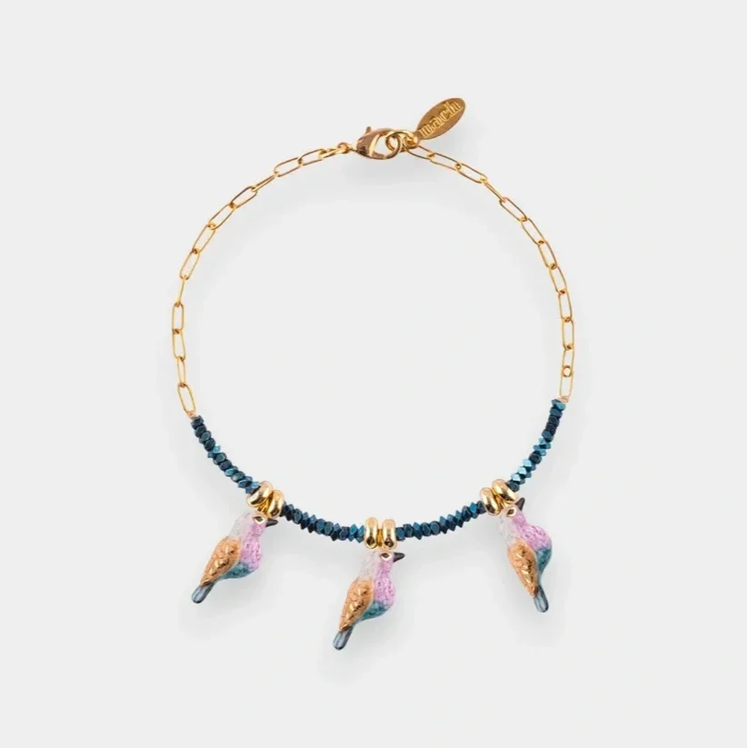 Nach Bracelet Hematite Beads And Birds