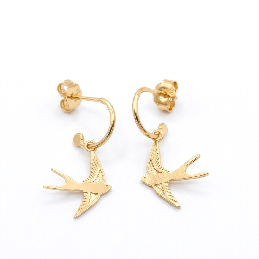 Amanda Coleman Swallow Hoop Earrings Gold