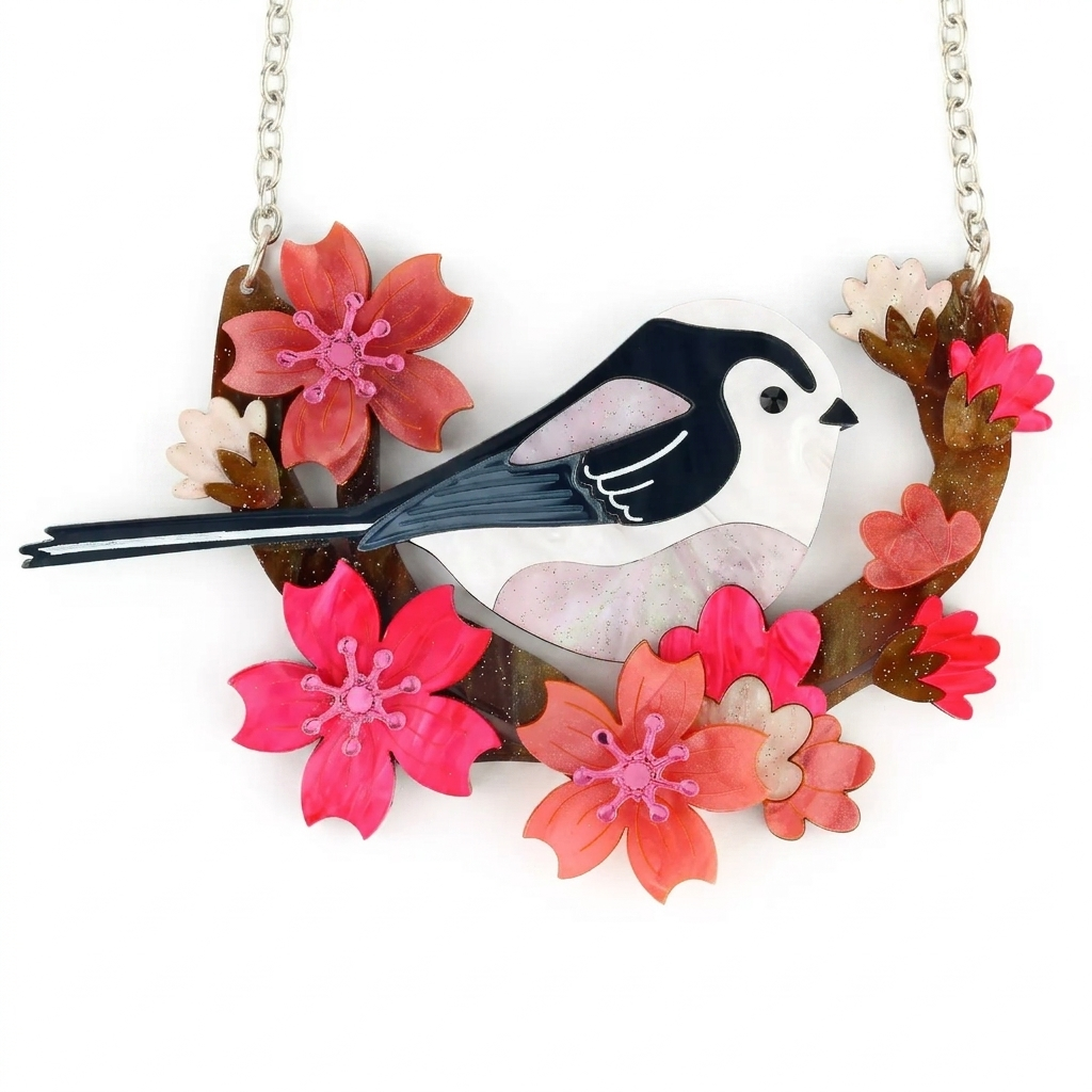 Little Moose Long-Tailed Tit Bird Necklace