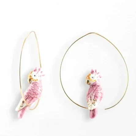 Nach Large Pink Cockatoo Hoop Earrings