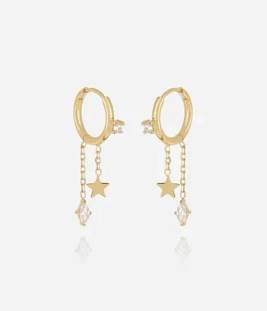 Zag Bijoux Calanque Charm Hoop Earrings Gold
