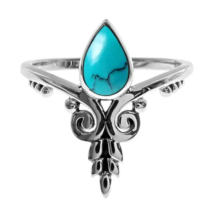 Vixen Ring Silver Teardrop Turquoise