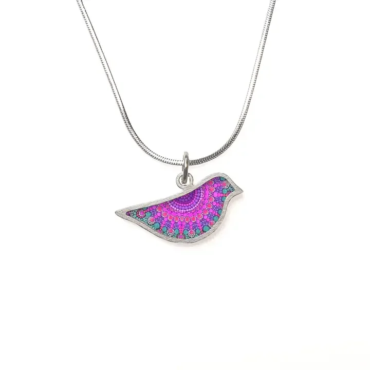 NOA Decorated Ceramic Bird Pendant Purple Mandala