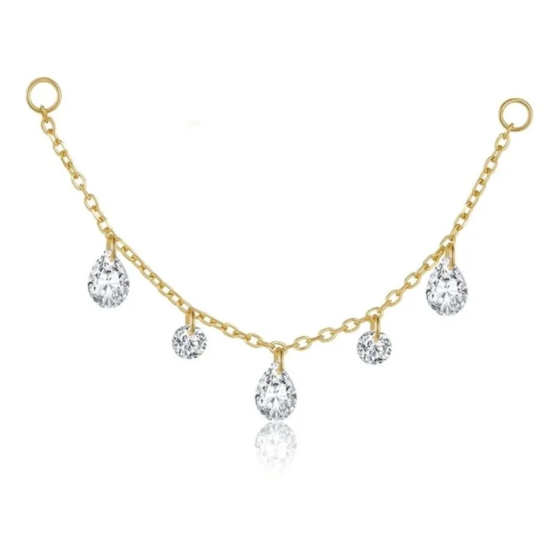 Earring Charm Droplets CZ Gold