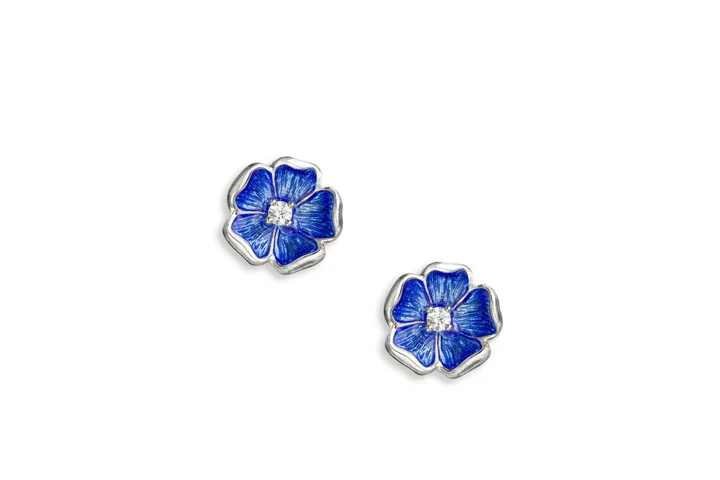 Nicole Barr Blue Cherokee Rose Stud Earrings