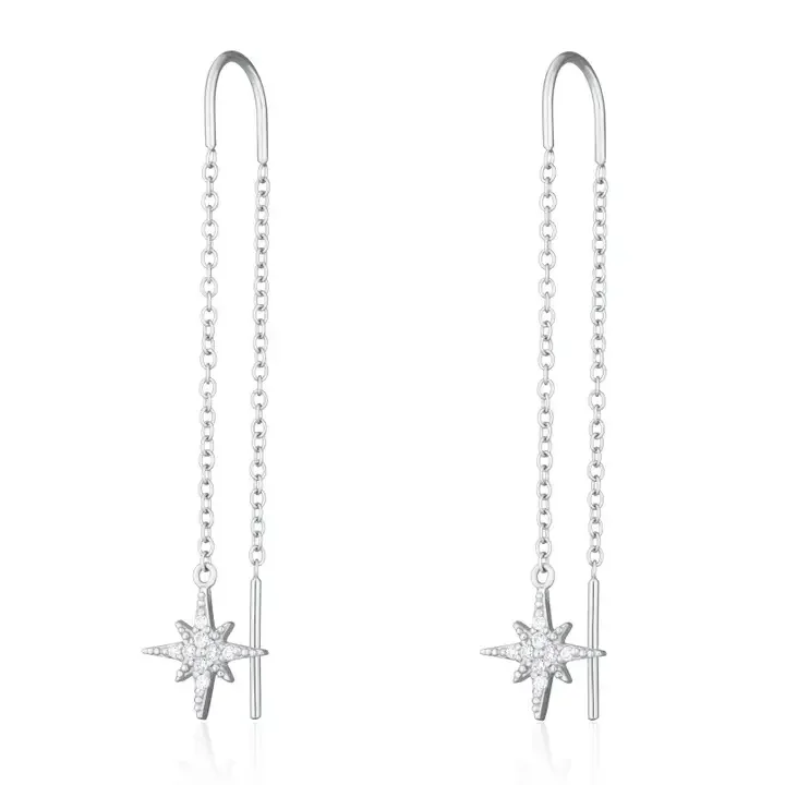 Scream Pretty Starburst Threader Earrings Silver