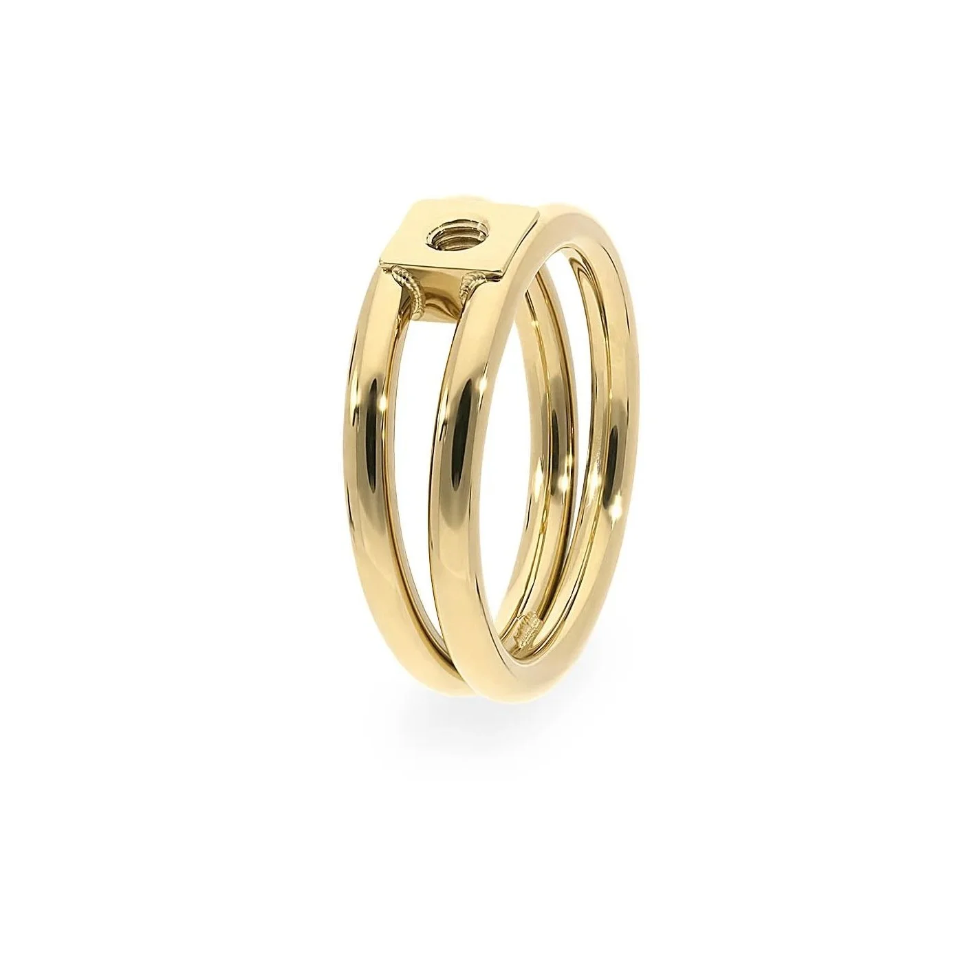 Qudo Roma Stainless Steel Ring Gold