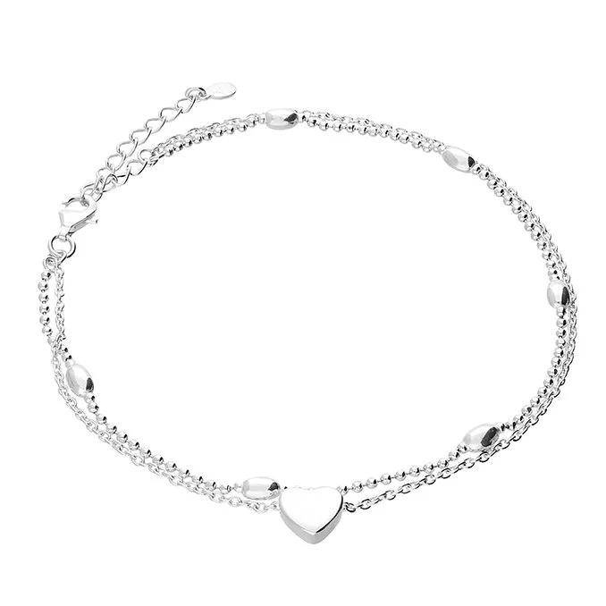 Heart Chain Anklet Silver